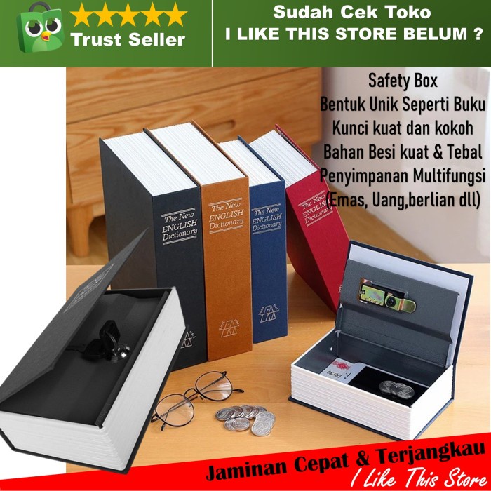 Safety Box - Brankas Mini Model Buku - Brangkas Penyimpanan Uang Emas