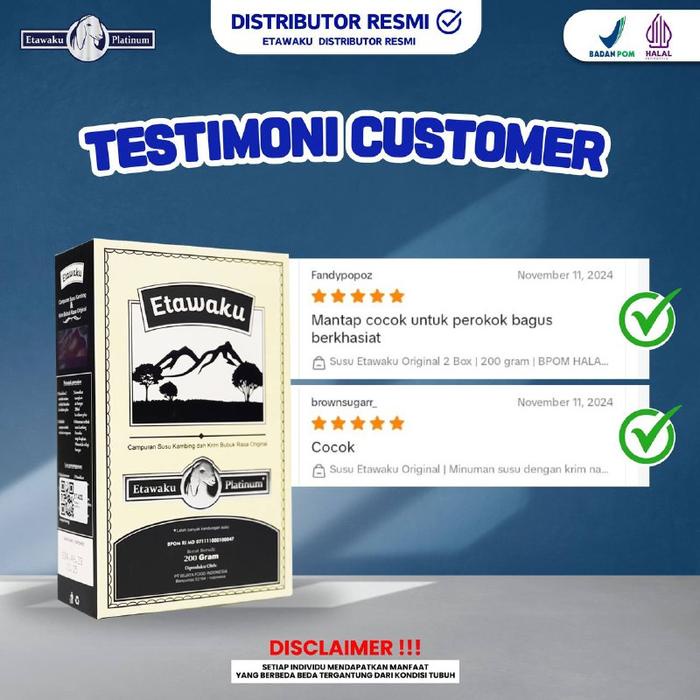 

terbaru !!! susu etawaku original 1 box 200 gram bpom hala distributor resmi [bisa cod] ready