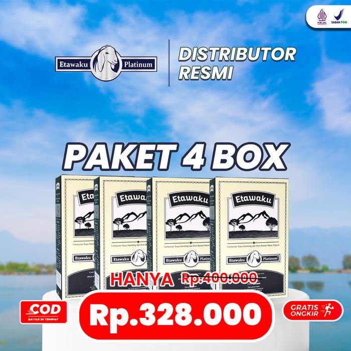 

terbaru !!! etawaku platinum susu kambing etawa 4 box halal bpom ready