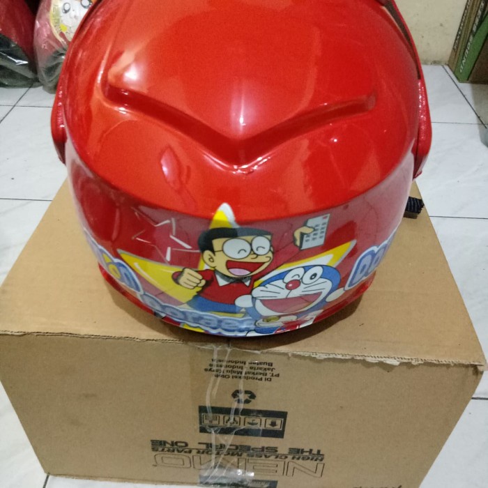 HELM ANAK MURAH MEREK MHR CORAK DORAEMON MERAH