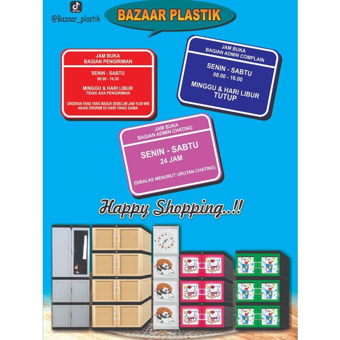 Lemari Plastik 4 Tingkat / Lemari Pakaian Plastik 4 Susun / Lemari Plastik 4 Tingkat Plastik Dengan