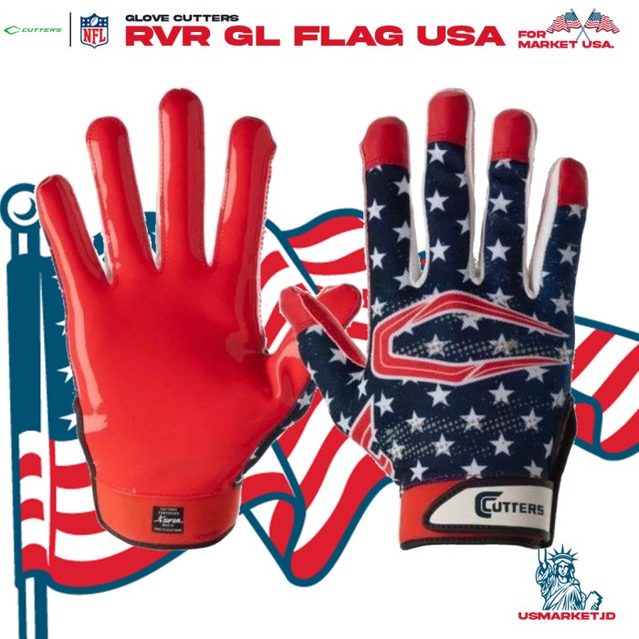 HOT SALE! Sarung Tangan American Football Gloves Cutters RVR Gl Flag USA