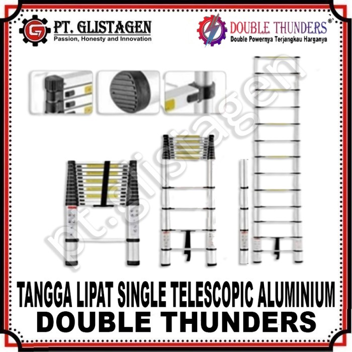 Terhemat Tangga Lipat Aluminium Teleskopik 3.8M / Tangga Teleskopik Single 3.8M