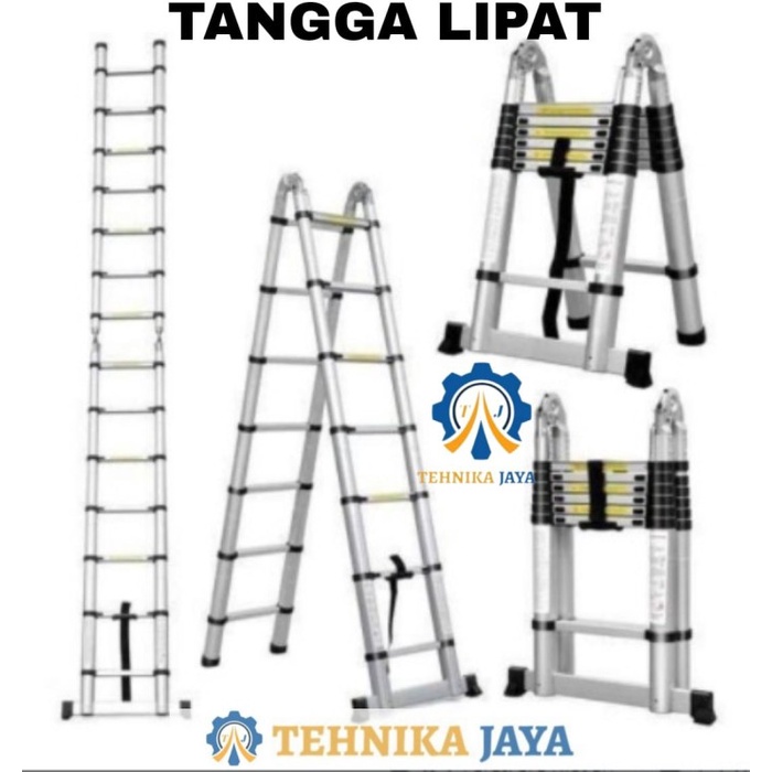 Terbaik Tangga Lipat Aluminium Teleskopik 5M Double Telescopic 5 Meter