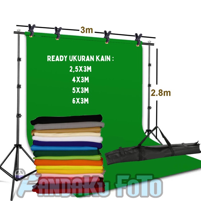 Stand background dengan kain backdrop green screen