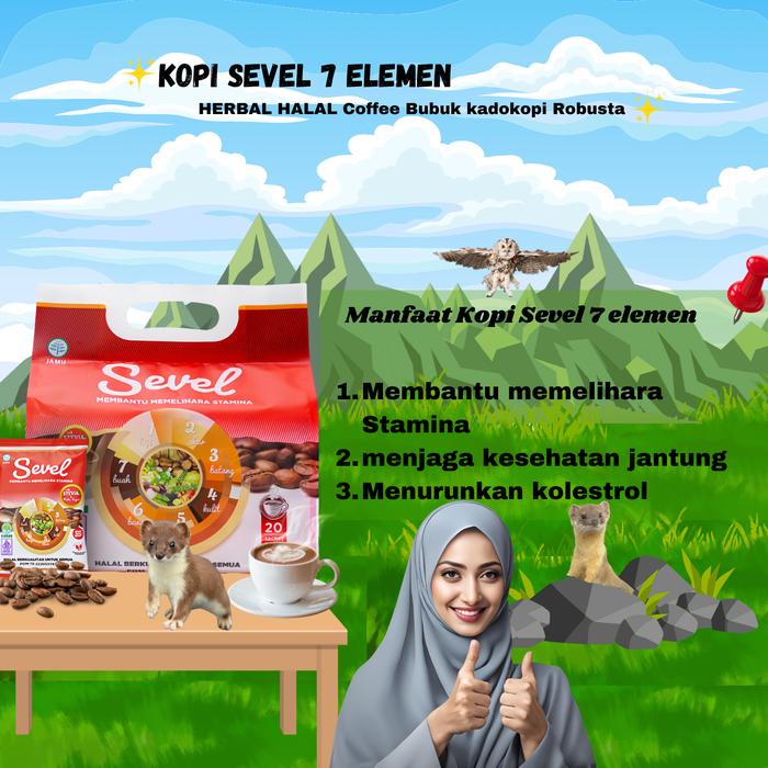 

Kopi Sevel 7 Elemen HNI HPAI HERBAL HALAL Coffee Bubuk kadokopi Robusta