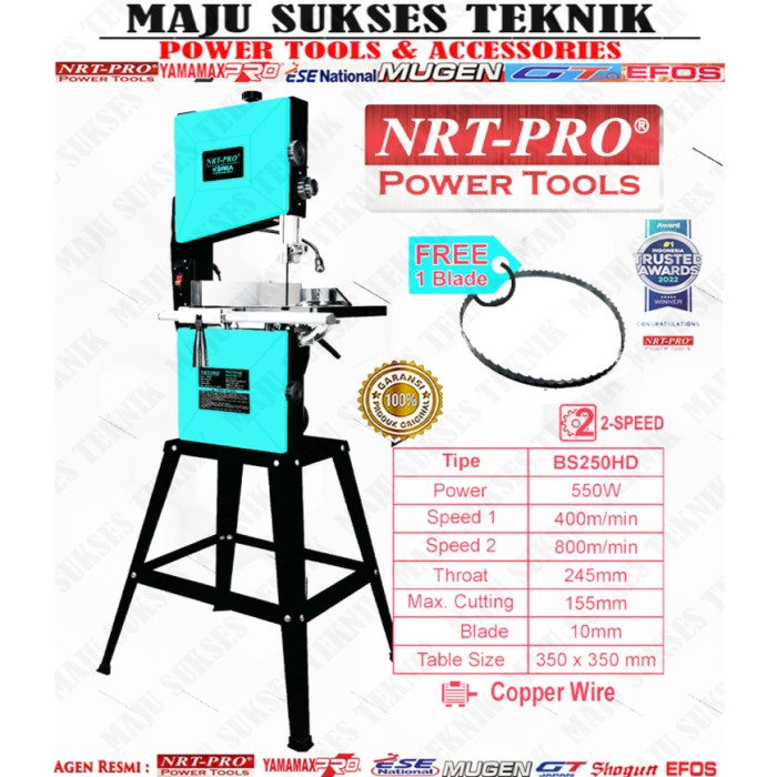 NRT PRO BS 250 HD Band Saw 10" / Mesin Gergaji Kayu dan Potong Tulang