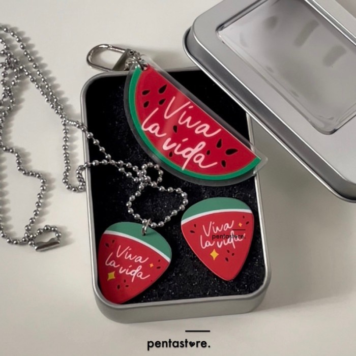 PROMO Twinkling Watermelon Sugar Merch Viva La Vida Keychain Necklace Pick Guitar Sticker Handfan