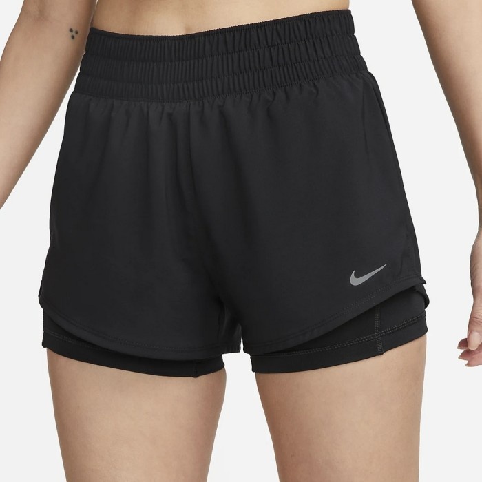 PROMO DX6013 010 Womens Nike One Dri Fit Mid Rise 3 Inch 2In1 Running Shorts