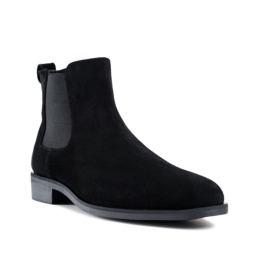 CUCI GUDANG Prabu - Sepatu Kulit Chelsea Boots Pria Ashtabrata 2.0 Suede Black Hitam