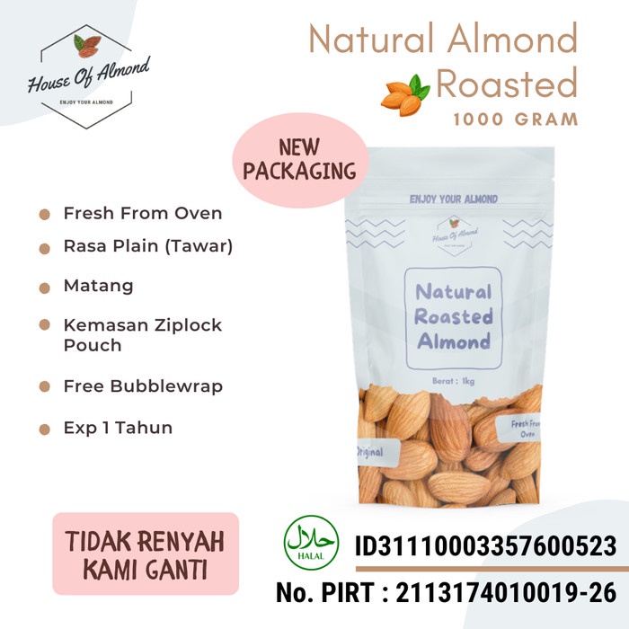 

Kacang Almond Panggang (Roasted) Ziplock 1000 gram
