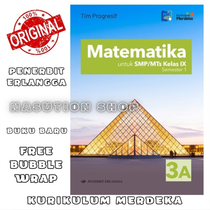 

SALE !!! BUKU MATEMATIKA 3A SEMESTER 1 ERLANGGA KELAS 9 SMP KURIKULUM MERDEKA READYY