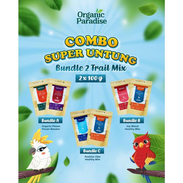 

SALE !!! PAKET TRAIL MIX COMBO SUPER UNTUNG - ISI 2 VARIAN 100 GRAM NATURAL SNACKS READYY