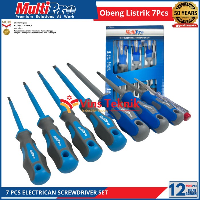 Obeng Listrik Set Heavy Duty Multipro 7Pcs An Screwdriver Set