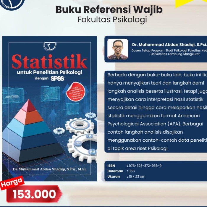 

SALE !!! STATISTIK UNTUK PENELITIAN PSIKOLOGI DENGAN SPSS MUHAMMAD ABDAN ORIGINAL READYY
