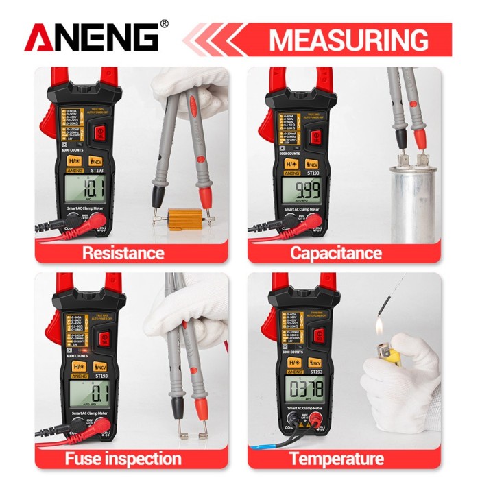 Aneng St193 Digital Clamp Multimeter Tang Ampere Voltage Tester Clamp
