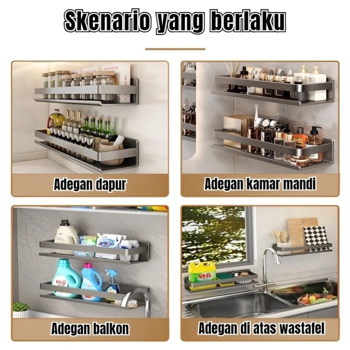 

READY STOK RAK PENYIMPANAN BUMBU DAPUR DINDING KITCHEN RAK GANTUNG RAK DAPUR ALUMINIUM DENGAN CAT