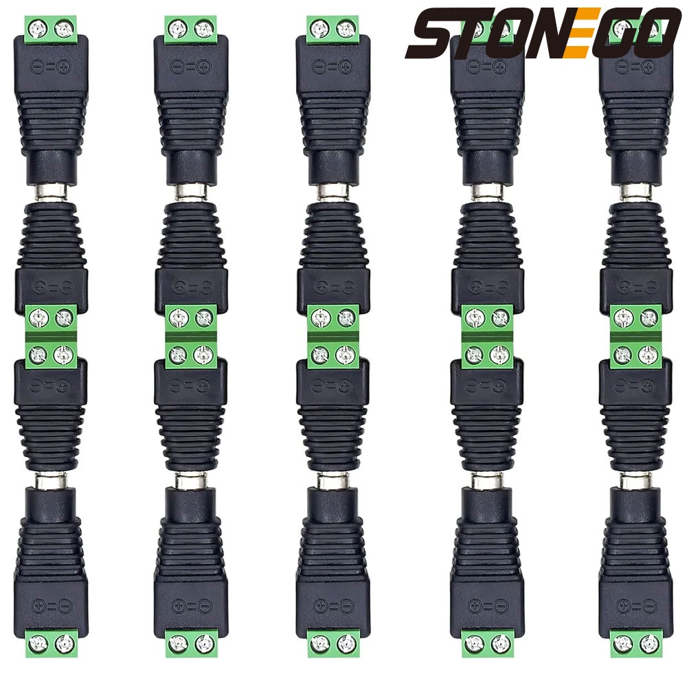 Male and Female Welding-Free DC Plug 5.5*2.1mm Welding-Free DC Female Head Green Terminal Monitoring