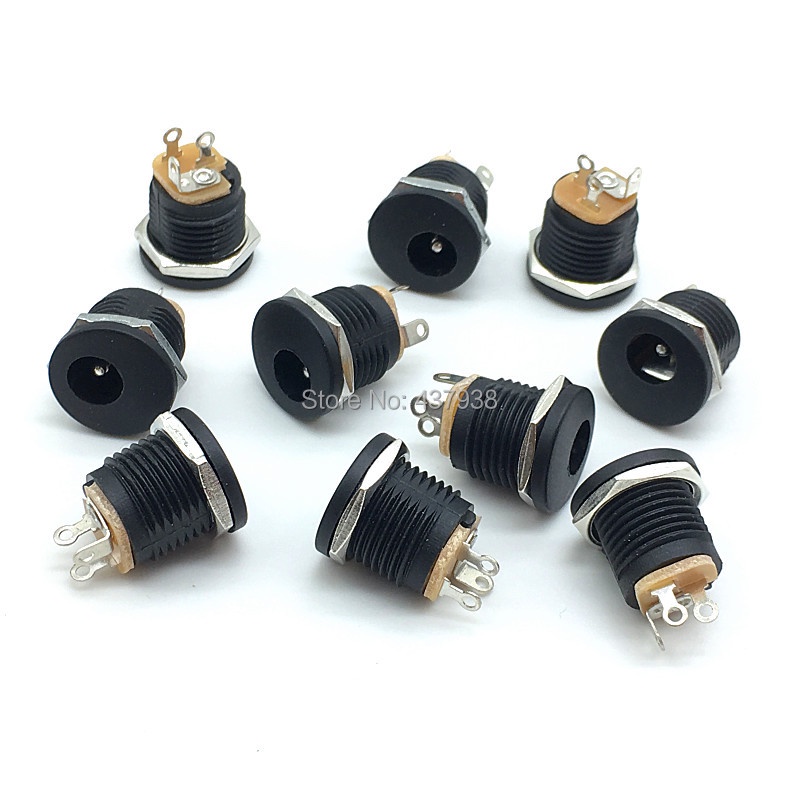 EMCA 100pcs DC-022 5.5-2.1 5.5 x 2.1mm DC Power Socket DC Connector Panel Mounting DC022