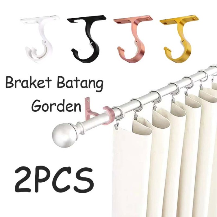 2pcs Bracket Gorden Tempel Hook Tiang Gorden Gantungan Tiang Gorden Bracket Tiang Gorden Tempel