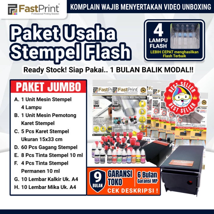 

Paket Usaha Mesin Stempel Flash Premium 4 Lampu Plat Besi Paket Jumbo