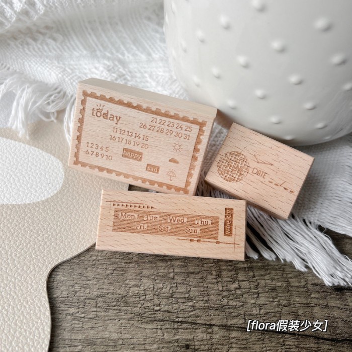 

Flora Day Week Month Rubber Stamp