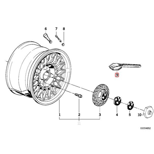 Original Bmw Bbs Style 5 Hub Cap Wrench Kunci Pembuka Dop Roda 80Mm Termurah