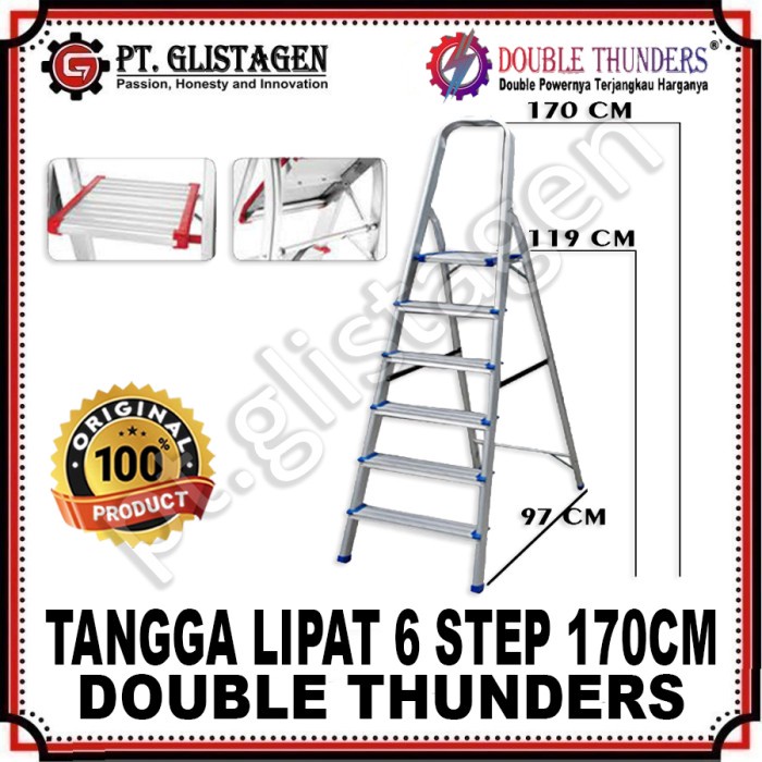DT DLH106 Tangga Lipat Aluminium 6 Step 170CM 1.7 Meter High Quality