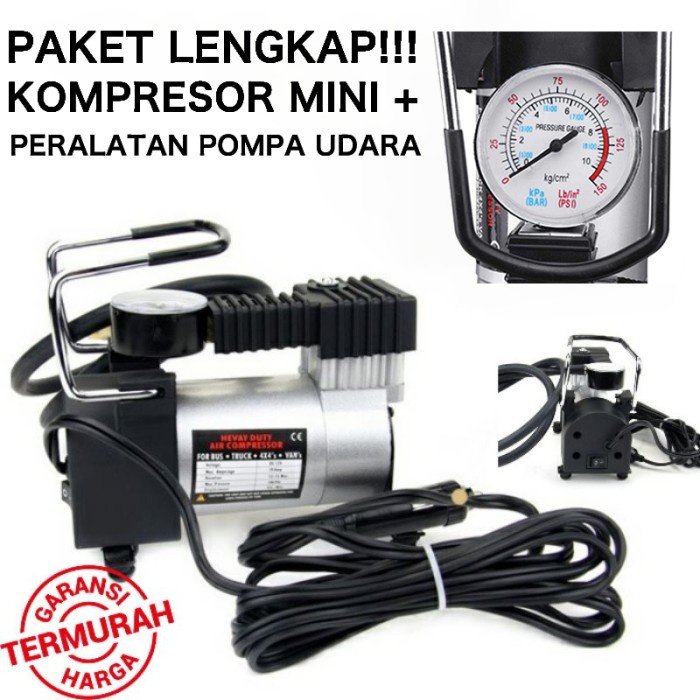 Paket Compressor Mini Listrik Portable pompa angin Ban motor Mobil /