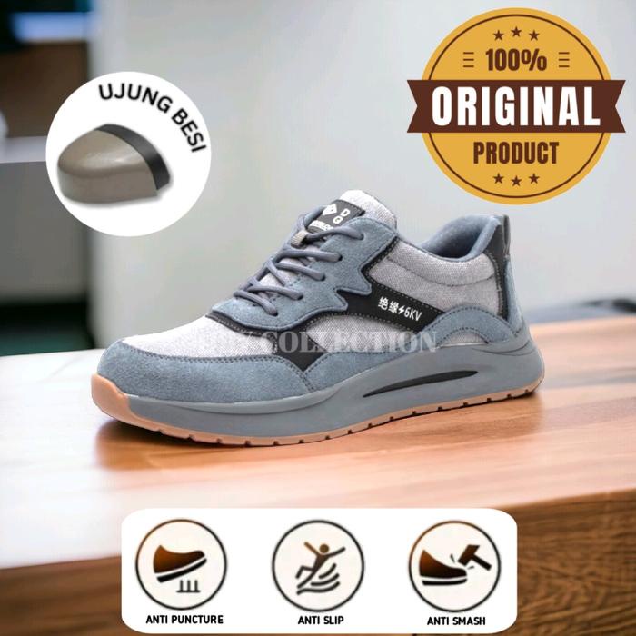 sepatu safety sporty Sepatu pelindung kerja sneakers sporty ujung besi pria wanita NO118 Safety