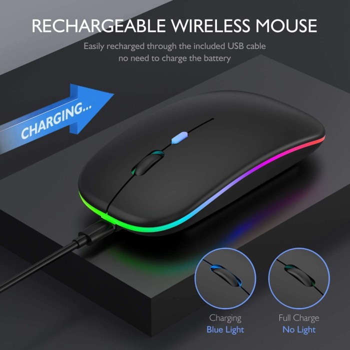 [selimu] - Mouse Wireless Slim Silent Led Recharge /Mouse Led/Wireless Mouse