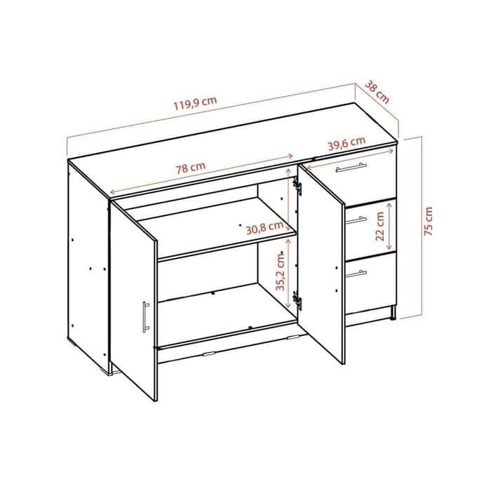 Buffet Sideboard Serbaguna Nimalis Alba Sb 120 American Luar Bandung