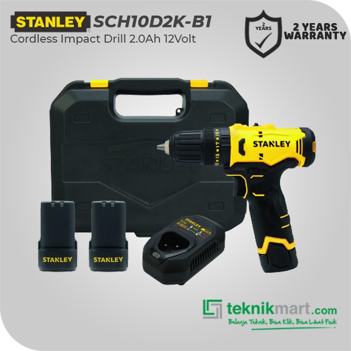 Stanley Cordless Impact Drill / Bor Impact Baterai 2.0Ah 12Volt Sch10D2K
