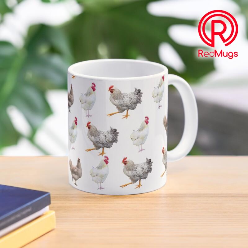 Mug Kopi A lots of chickens and rooster standing around Classic Mug
