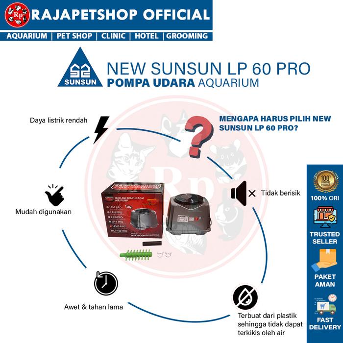 NEW SUNSUN LP 60 Pompa Udara Kolam Aquarium
