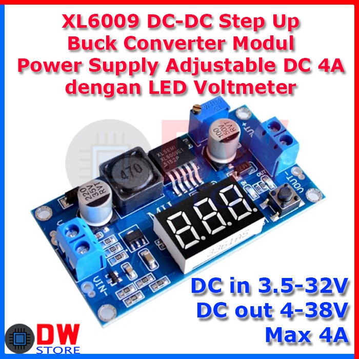WW- DC-DC STEP UP VOLTAGE BOOSTER XL6009 LED DISPLAY VOLT METER