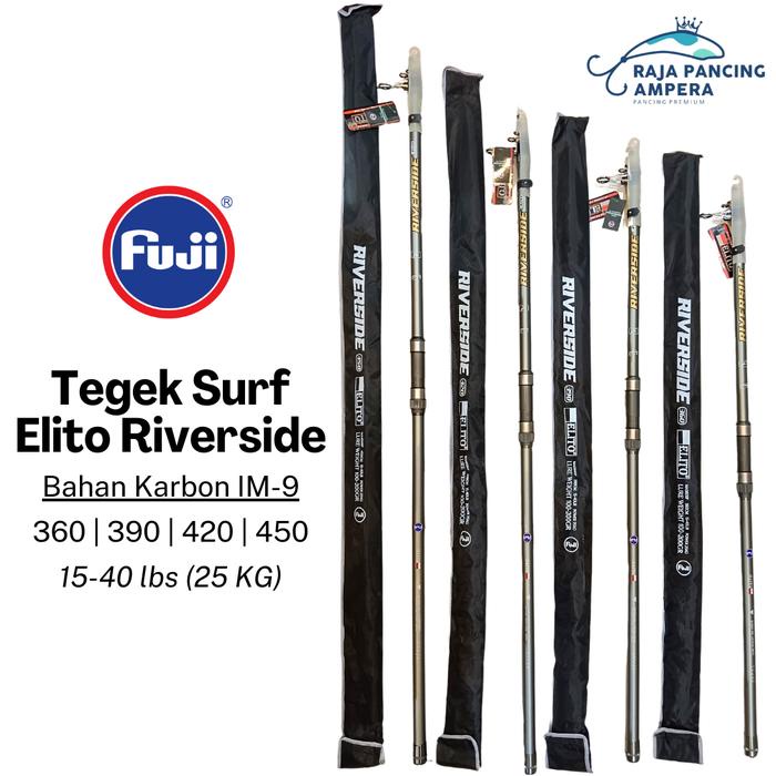 Joran Surf Elito Riverside Reel Seat & Ring Fuji Alconite Stik Pancing Pasiran Karbon IM-9 Laut