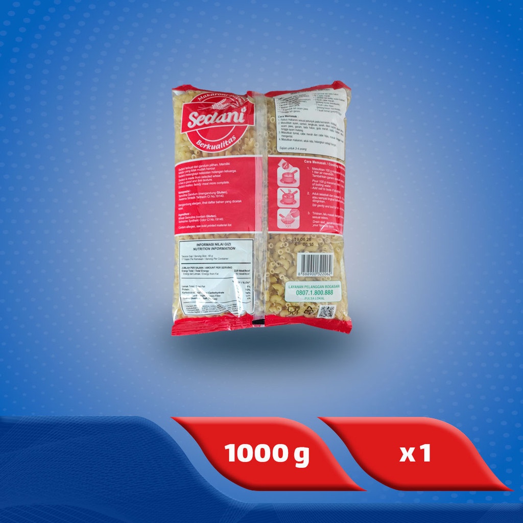 

Sedani Makaroni Pipa Kecil 1 kg x 10 pcs