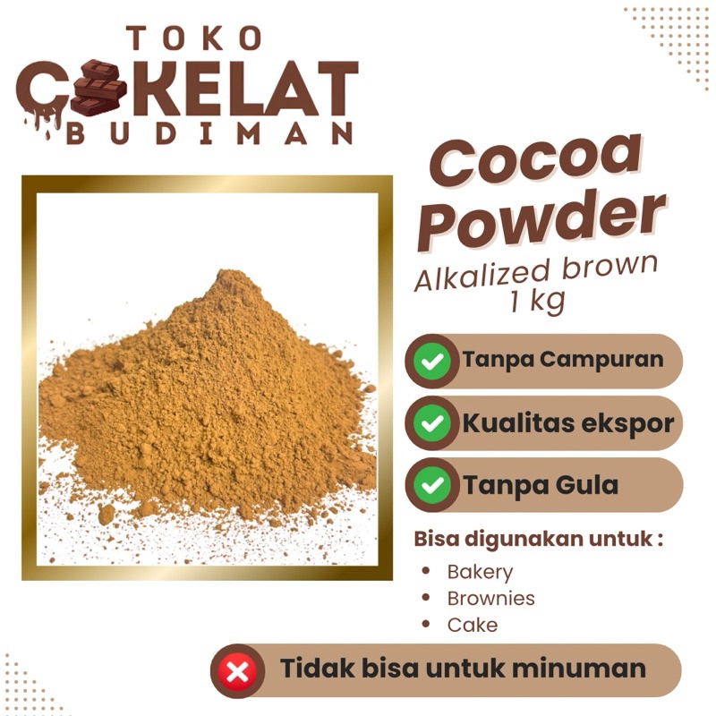 

coklat powder premium 1kg Coklat Bubuk Tanpa gula Alkalized Brown Khusus Bakery