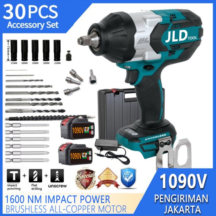 JLD 1090V IMPACT WRENCH CORDLESS - Mesin Impact Wrench Baterai Charger