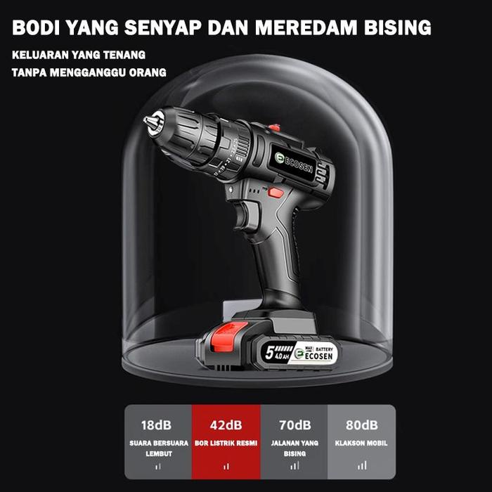 Bor Listrik Cordless Drill Baterai ECOSEN - Mesin Bor Tangan Listrik