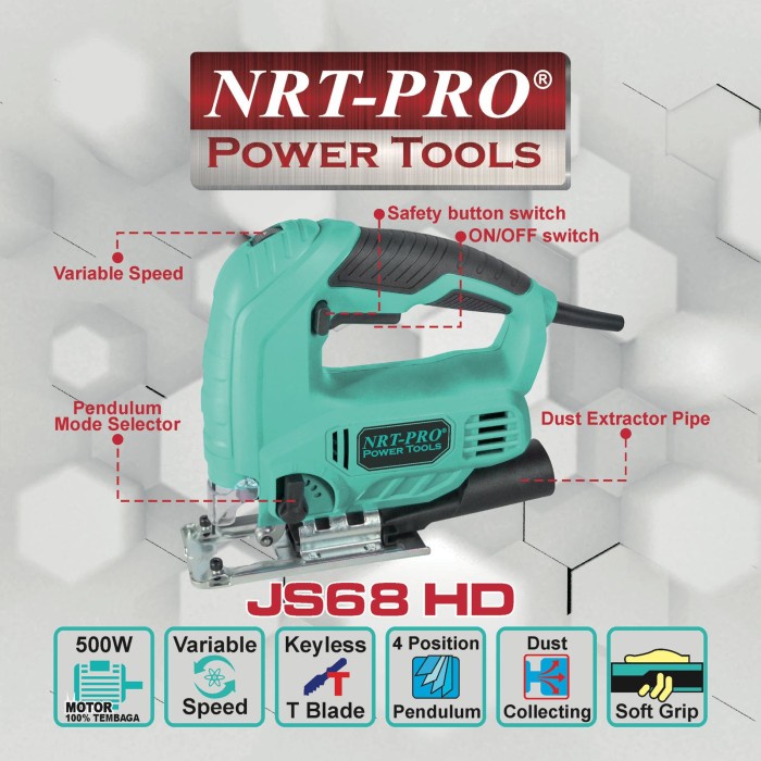 Jigsaw NRT Variable Speed Gergaji Triplek NRT-PRO JS68 HD