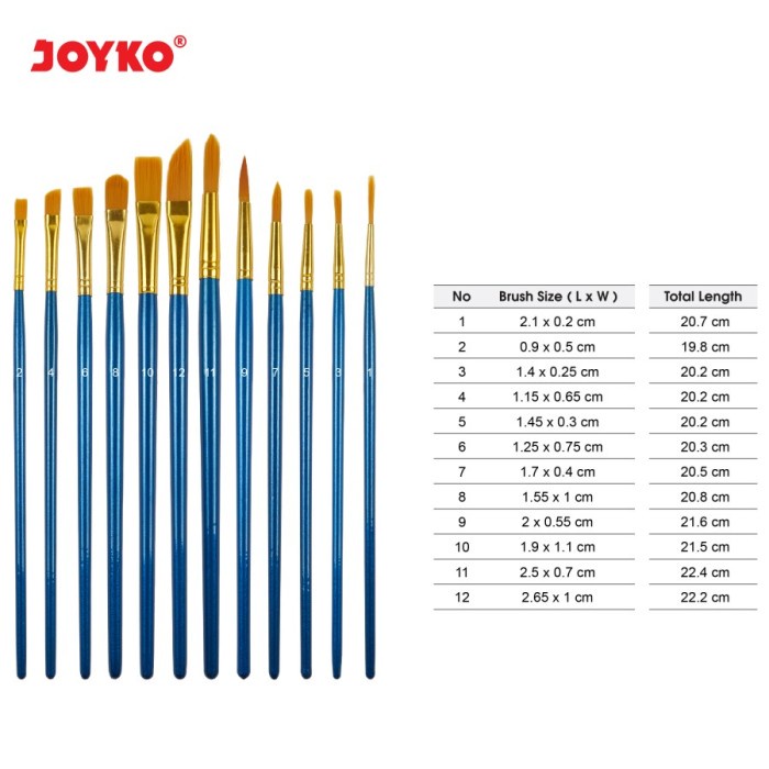 

Joyko Art Brush Pallete Bag 1 Set 12 Kuas Lukis Palet Alat Seni Brs-7 Good Quality