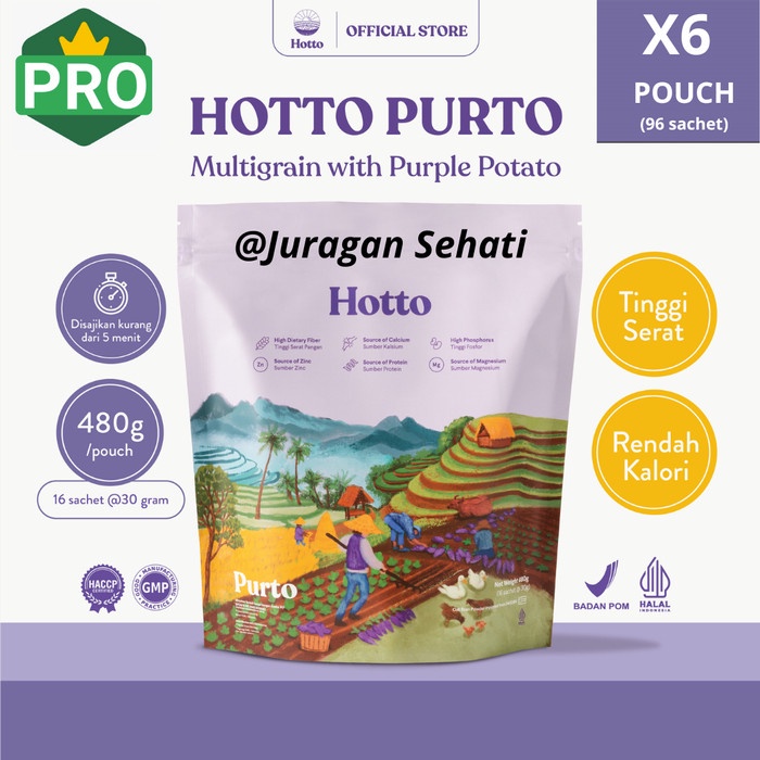 

(RESMI) Hotto Purto 6 Pouch 96 Sachet Multigrain Purple Potato Oat