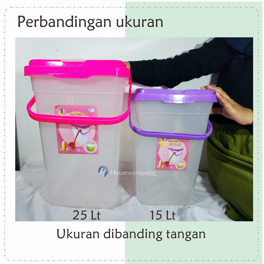 FREE ONGKIR 1 SET TOPLES PLASTIK 15 LITER / KONTAINER ES BUAH + CENTONG / KOTAK PLASTIK JUALAN ES