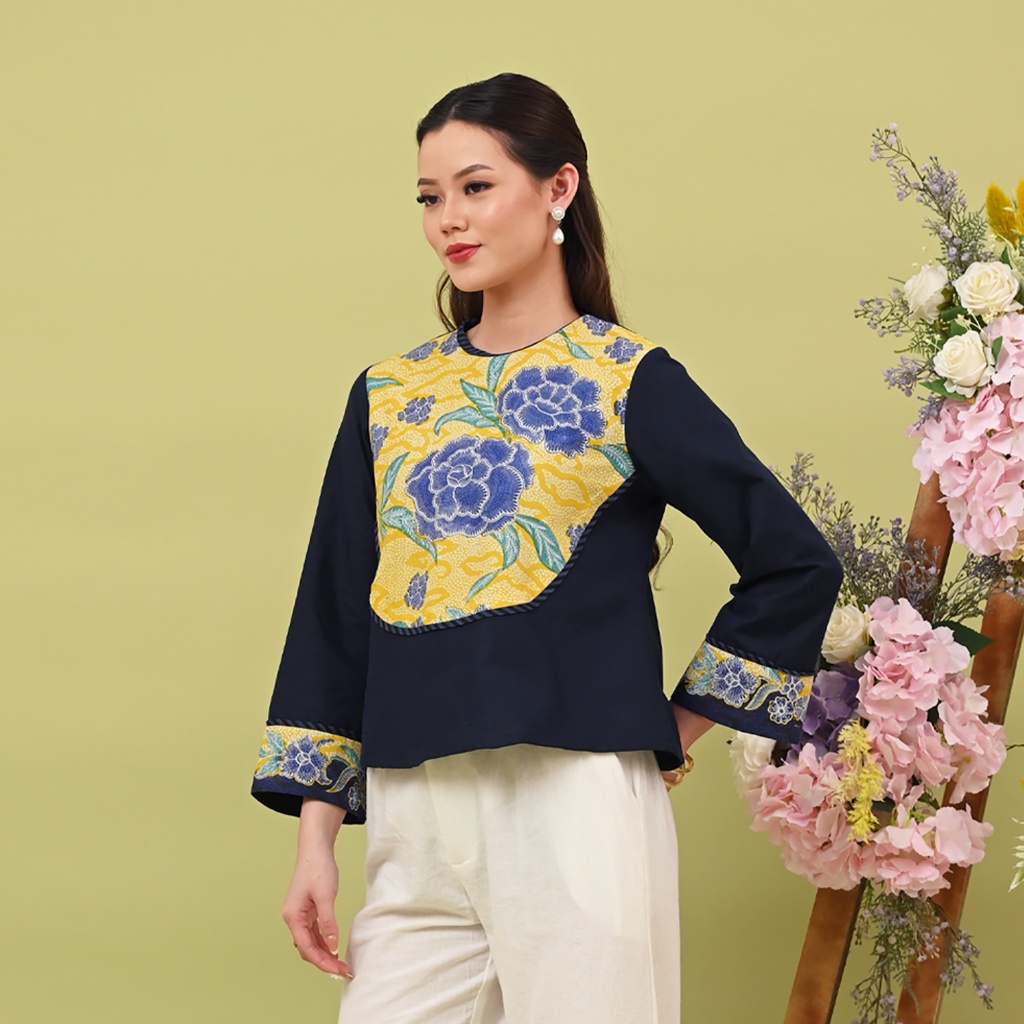 New Nona Rara - Slavia Encim T3777, Baju Kerja Blouse Batik Wanita Modern Ready