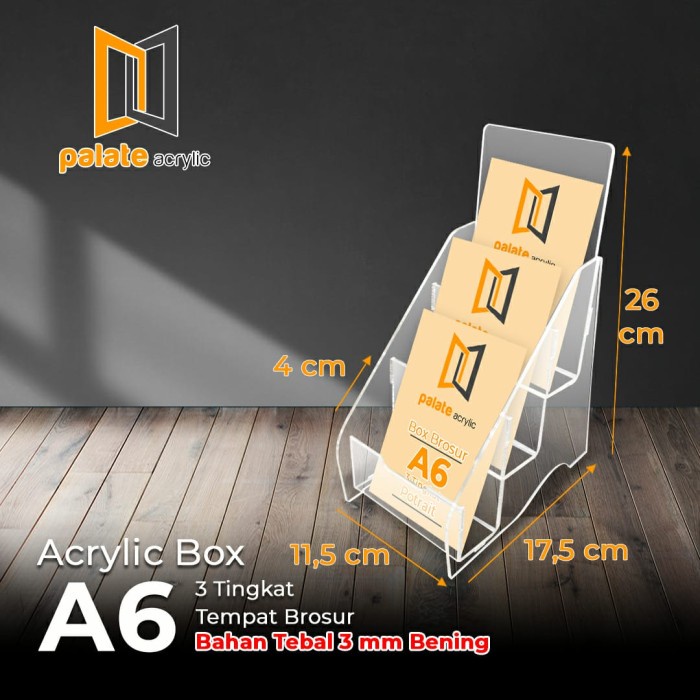 

BARANG TERLARIS TEMPAT BROSUR A6 3 SUSUN /AKRILIK RAK BROSUR A6 3 LAYER TERLARIS 3MM