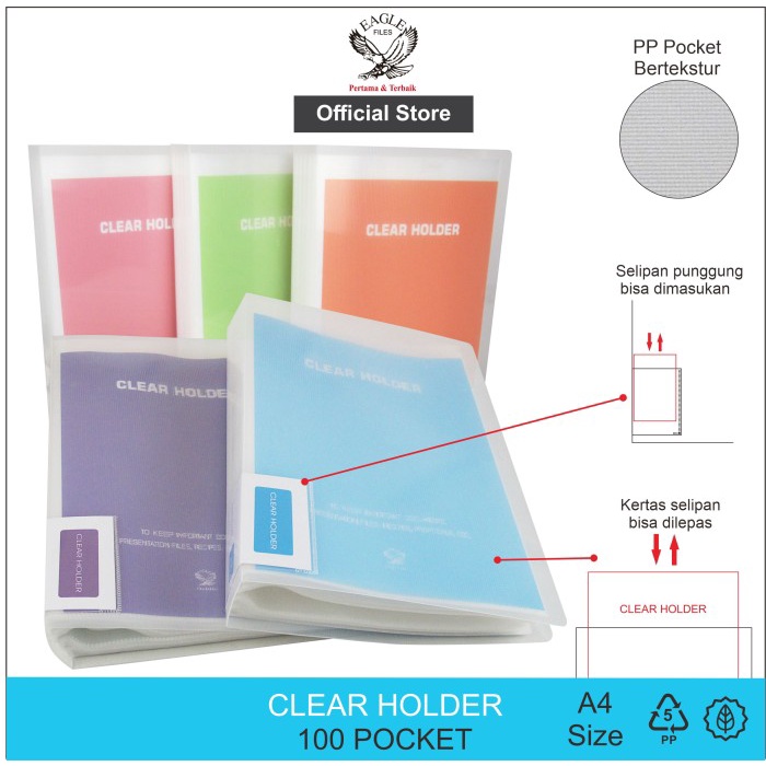 

BARANG TERLARIS EAGLE Clear Holder / Document Keeper / Display Book A4 Isi 100 Pocket