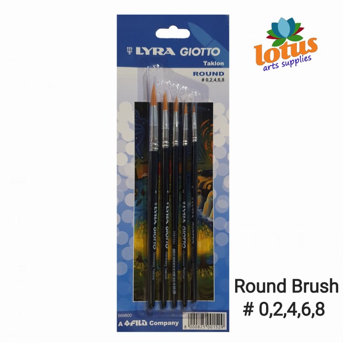 

Lyra Giotto Round Brush Set Kuas Lukis Taklon #0,2,4,6,8 Terlaris