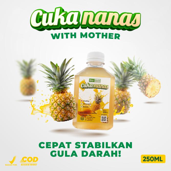 

[Bundling 3 Botol] Cuka Nanas Bio Gold Bpom 250Ml Organik With Mother Bantu Menurunkan Kadar Gula